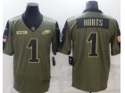 Philadelphia Eagles #1 Jalen Hurts 2021 Green Salute To Service Jersey