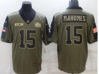 Kansas City Chiefs #15 Patrick Mahomes 2021 Green Salute To Service Jersey