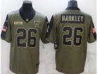 New York Giants #26 Saquon Barkley 2021 Green Salute To Service Jersey