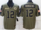 Green Bay Packers #12 Aaron Rodgers 2021 Green Salute To Service Jersey