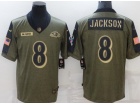 Baltimore Ravens #8 Lamar Jackson 2021 Green Salute To Service Jersey