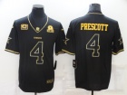 Dallas Cowboys #4 Dak Prescott Black with Golden Name with C Patch Limited Jersey