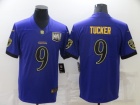 Baltimore Ravens #9 Justin Tucker Purple with Golden Name Limited Jersey