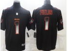 Chicago Bears #1 Justin Fields Black Arch Smoke Vapor Limited Jersey