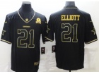 Dallas Cowboys #21 Ezekiel Elliott Black with Golden Name ​Limited Jersey