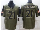 San Diego Chargers #21 LaDainian Tomlinson 2021 Green Salute To Service Jersey