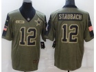 Dallas Cowboys #12 Roger Staubach 2021 Green Salute To Service Jersey