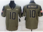 Los Angeles Chargers #10 Justin Herbert 2021 Green Salute To Service Jersey