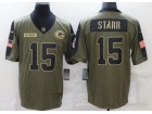 Green Bay Packers #15 Bart Starr 2021 Green Salute To Service Jersey