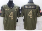 Dallas Cowboys #4 Dak Prescott 2021 Green With Camo Salute To Service Jersey