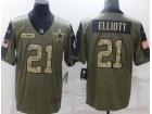 Dallas Cowboys #21 Ezekiel Elliott 2021 Green With Camo Salute To Service Jersey