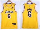 Nike Los Angeles Lakers #6 Lebron James Yellow 75th Jersey