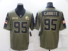 Cleveland Browns #95 Myles Garrett 2021 Green Salute To Service Jersey