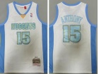 Denver Nuggets #15 Carmelo Anthony White With Blue Numbers Throwback Jersey