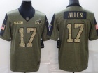 Buffalo Bills #17 Josh Allen 2021 Green With Camo Salute To Service Jersey