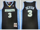 Denver Nuggets #3 Allen Iverson Black With Blue Number Jersey