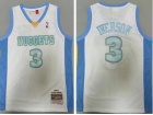 Denver Nuggets #3 Allen Iverson White With Blue Number Throwback Jersey