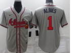 Nike Atlanta Braves #1 Ozzie Albies Grey Cool Base Jersey