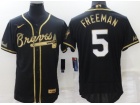 Nike Atlanta Braves #5 Freddie Freeman Black Golden Flexbase Jersey