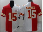 Kansas City Chiefs #15 Patrick Mahomes White Red Splite Jersey