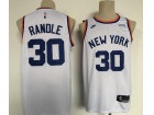 Nike New York Knicks #30 Julius Randle White With Blue Number Jersey