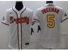 Nike Atlanta Braves #5 Freddie Freeman White Gold Program Flexbase Jersey