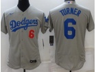 Nike Los Angeles Dodgers #6 Justin Turner Grey Flexbase Jersey