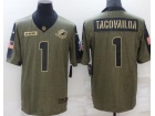 Miami Dolphins #1 Tua Tagovailoa 2021 Green Salute To Service Jersey