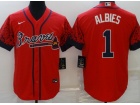 Nike Atlanta Braves #1 Ozzie Albies Red Drift Fashion Jersey