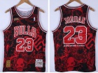 Chicago Bulls #23 Michael Jordan Black 1995-96 Hebru Brantley X M&N Jersey