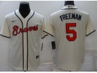 Nike Atlanta Braves #5 Freddie Freeman Cream Cool Base Jersey