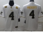 Dallas Cowboys #4 Dak Prescott  White With Golden Name Limited Jersey