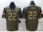 Dallas Cowboys #22 E.smith Blue 2021 Green With Camo Number Salute To Service Jersey