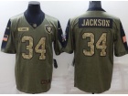 Oakland Raiders #34 Bo Jackson 2021 Green With Camo Number Salute To Service Jersey