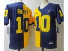 Michigan Wolverines #10 Tom Brady Blue And Gold Splite Jersey