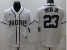 Nike San Diego Padres #23 Fernando Tatis Jr White With Blue Number Cool Base Jersey