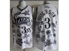 Philadelphia 76ers #3 Allen Iverson White With Design Throwabck Jersey