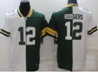 Green Bay Packers #12 Aaron Rodgers Green White Split Jersey