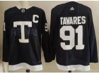 Adidas Toronto Maple #91 John Tavares Dark Blue Staduim Jersey