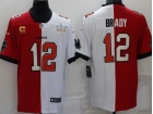 Tampa Bay Buccaneers #12 Tom Brady Red And White Split Jersey