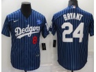 Nike Los Angeles Dodgers #8/24 Kobe Bryant Blue Pinstrip Cool Base Jersey