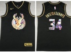 Nike Milwaukee Bucks #34 Giannis Antetokounmpo Diamond Black Golden Jersey