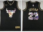 Nike Chicago Bulls #23 Michael Jordan Diamond Black Golden Jersey