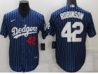 Los Angeles Dodgers #42 Jackie Robinson Blue Pinstrip Cool Base Jersey