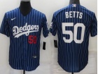 Nike Los Angeles Dodgers #50 Mookie Betts Blue Pinstrip Cool Base Jersey