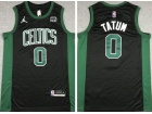 Jordan Boston Celtics #0 Jayson Tatum Black 75th With New Sponsor Patch Jersey