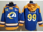 Los Angeles Rams #99 Aaron Donald Blue With Super Bowl Patch Hoodie