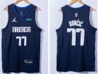 Jordan Dallas Mavericks #77 Luka Doncic Navy Blue Finished 75th Jersey