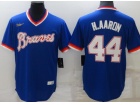 Nike Atlanta Braves #44 Hank Aaron Blue Throwback Jersey