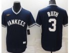 Nike New York Yankees #3 Babe Ruth Blue Throwback Jersey